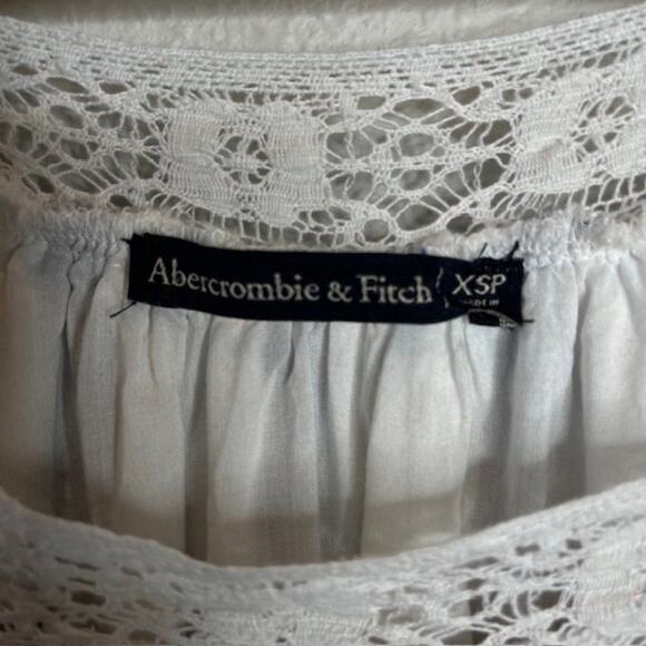 Abercrombie & Fitch X-Small Tie Shoulder Blue Stripe Boho Chic Embroidered Dress - Picture 5 of 11